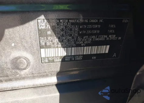 2024 Toyota Rav4 Limited z USA, uszkodzony, nr VIN 2T3Y1RFV6RC272795